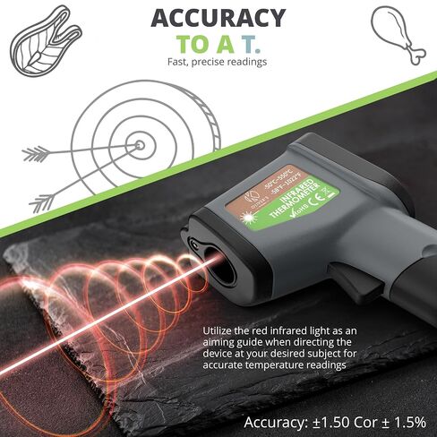 Oliver's Kitchen® Infrared Thermometer - User-Friendly - Measure Temperature with Precision - Perfect for Pizza Ovens - Ergonomic Grip - Batteries Included in Kuwait