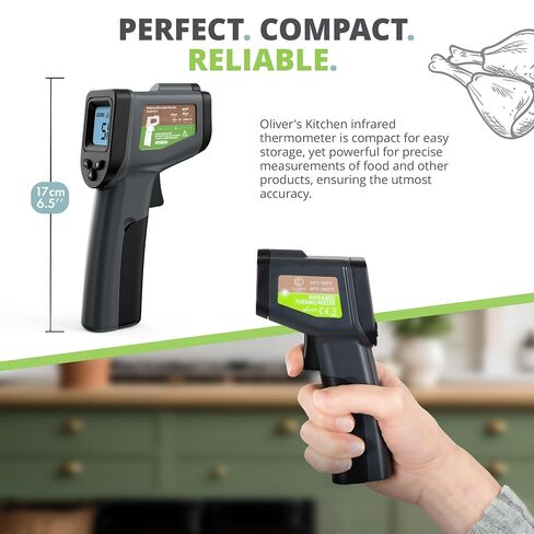 Oliver's Kitchen® Infrared Thermometer - User-Friendly - Measure Temperature with Precision - Perfect for Pizza Ovens - Ergonomic Grip - Batteries Included in Kuwait