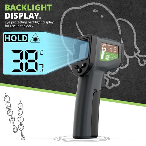 Oliver's Kitchen® Infrared Thermometer - User-Friendly - Measure Temperature with Precision - Perfect for Pizza Ovens - Ergonomic Grip - Batteries Included in Kuwait