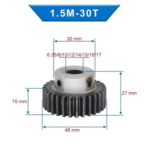الصلب الثقيلة المحرك ترس ترس 1.5M30T تتحمل 6.35-17mm ترس منخفض الكربون الصلب حفز والعتاد للمحرك | 6.35 ملم in Kuwait