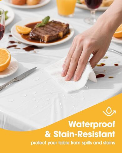 Niuara White Plastic Table Cloth - 24 Pack 54" × 108" Rectangle Disposable Tablecloths for 6FT Tables, Waterproof Table Cover for Party, Holiday & Gathering Use in Kuwait