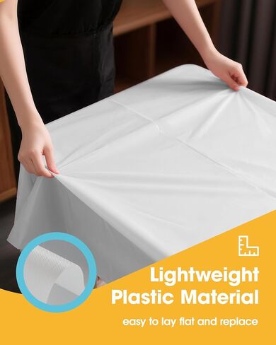Niuara White Plastic Table Cloth - 24 Pack 54" × 108" Rectangle Disposable Tablecloths for 6FT Tables, Waterproof Table Cover for Party, Holiday & Gathering Use in Kuwait