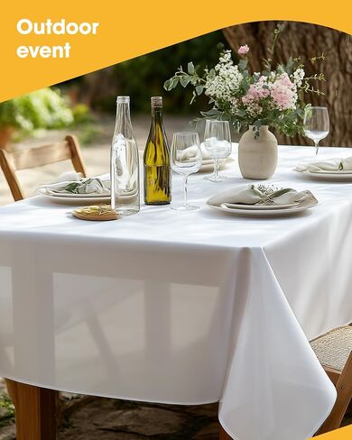 Niuara White Plastic Table Cloth - 24 Pack 54" × 108" Rectangle Disposable Tablecloths for 6FT Tables, Waterproof Table Cover for Party, Holiday & Gathering Use in Kuwait