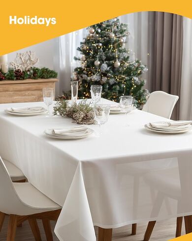 Niuara White Plastic Table Cloth - 24 Pack 54" × 108" Rectangle Disposable Tablecloths for 6FT Tables, Waterproof Table Cover for Party, Holiday & Gathering Use in Kuwait