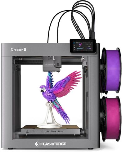 طابعة FLASHFORGE Creator 5 4-Toolhead Changer ثلاثية الأبعاد، طباعة متعددة الألوان والمواد المتعددة، نظام نفايات قريب من الصفر، FlashSwap 7s، إزالة دعم التنظيف، طابعة CoreXY 600 مم/ثانية للمعايرة التلقائية FDM ثلاثية الأبعاد in Kuwait