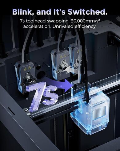 طابعة FLASHFORGE Creator 5 4-Toolhead Changer ثلاثية الأبعاد، طباعة متعددة الألوان والمواد المتعددة، نظام نفايات قريب من الصفر، FlashSwap 7s، إزالة دعم التنظيف، طابعة CoreXY 600 مم/ثانية للمعايرة التلقائية FDM ثلاثية الأبعاد in Kuwait