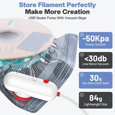 أكياس تخزين مكنسة كهربائية مطورة ثلاثية الأبعاد من Vacbird مع مضخة USB، 30 كيسًا من أكياس الشعيرات المقاومة للضوء، إزالة هواء أسرع 2X، مضخة عالمية مناسبة، 12.6 × 13.38 بوصة in Kuwait