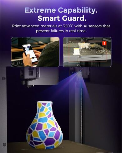 طابعة FLASHFORGE Creator 5 4-Toolhead Changer ثلاثية الأبعاد، طباعة متعددة الألوان والمواد المتعددة، نظام نفايات قريب من الصفر، FlashSwap 7s، إزالة دعم التنظيف، طابعة CoreXY 600 مم/ثانية للمعايرة التلقائية FDM ثلاثية الأبعاد in Kuwait