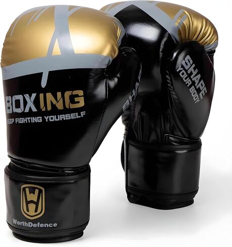 KUYRA Boxing Gloves for Men & Women, 12 oz Entry-Level Training & Sparring Gloves for Muay Thai & Kickboxing, Heavy Bag & Speedbag Training, Secure Fit Hook & Loop Closure, Breathable PU Leather in Kuwait