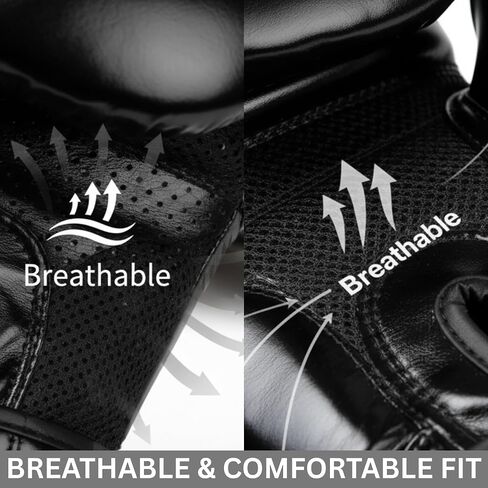 KUYRA Boxing Gloves for Men & Women, 12 oz Entry-Level Training & Sparring Gloves for Muay Thai & Kickboxing, Heavy Bag & Speedbag Training, Secure Fit Hook & Loop Closure, Breathable PU Leather in Kuwait