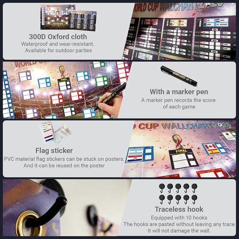 2026 soccer Schedule Poster,Wall poster,With two posters for group matches and knockout rounds and auxiliary props,Made of 300D Oxford fabric,Football gifts and Greet soccer gifts for fans,33.07x23.62in in Kuwait