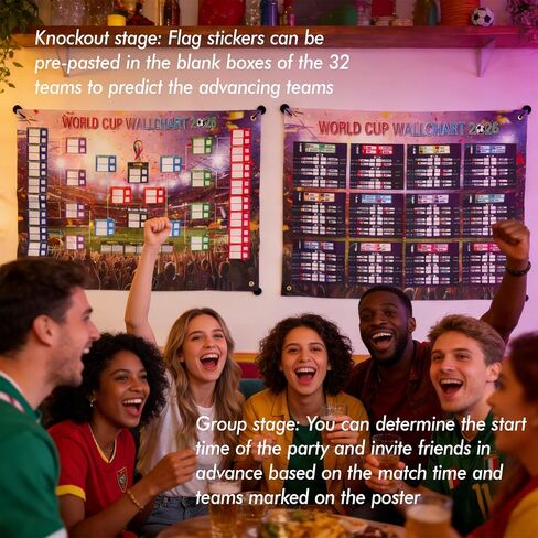 2026 soccer Schedule Poster,Wall poster,With two posters for group matches and knockout rounds and auxiliary props,Made of 300D Oxford fabric,Football gifts and Greet soccer gifts for fans,33.07x23.62in in Kuwait