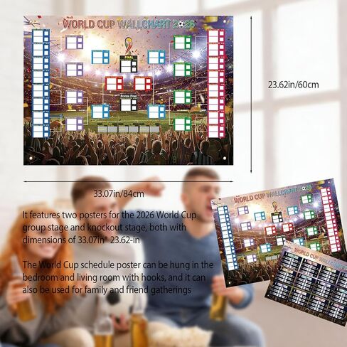 2026 soccer Schedule Poster,Wall poster,With two posters for group matches and knockout rounds and auxiliary props,Made of 300D Oxford fabric,Football gifts and Greet soccer gifts for fans,33.07x23.62in in Kuwait