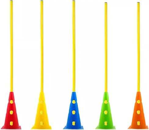 Agility Soccer Training Adjustable Hurdles Poles 5Pc Set,Slalom Training Agility Poles, Multi-Sports Practice Equipment for Kids Pets Adult in Kuwait