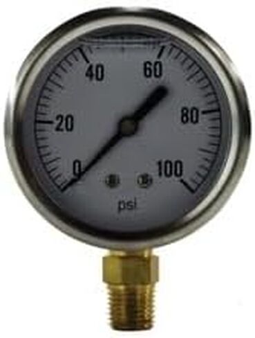 MIDLAND INDUSTRIES 80064 مقياس ضغط هوائي، قرص 2-1/2 بوصة، نطاق قياس من 0 إلى 100 رطل لكل بوصة مربعة، دقة +/-1.5% in Kuwait