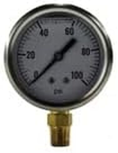 MIDLAND INDUSTRIES 80064 مقياس ضغط هوائي، قرص 2-1/2 بوصة، نطاق قياس من 0 إلى 100 رطل لكل بوصة مربعة، دقة +/-1.5% in Kuwait
