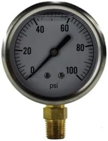 MIDLAND INDUSTRIES 80064 مقياس ضغط هوائي، قرص 2-1/2 بوصة، نطاق قياس من 0 إلى 100 رطل لكل بوصة مربعة، دقة +/-1.5% in Kuwait