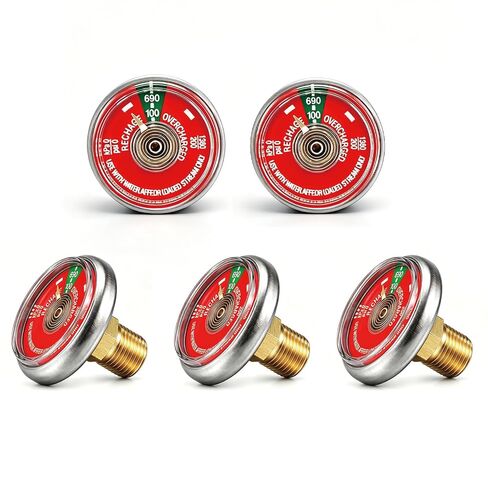 5 Pcs 100 Psi Pressure Gauge for Portable Water Fire Extinguishers Compatible with Amerex, Ansul, Badger, 1/8" NPT Thread, Stainless Steel Body, Red Dial in Saudi Arabia