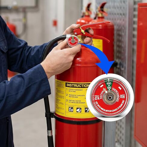 5 Pcs 100 Psi Pressure Gauge for Portable Water Fire Extinguishers Compatible with Amerex, Ansul, Badger, 1/8" NPT Thread, Stainless Steel Body, Red Dial in Saudi Arabia