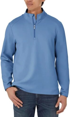 KIRKLAND Signature Men's UPF 50+ Stretch 1/2 Zip Pullover (US, Alpha, Small, Regular, Regular, Blue) in Kuwait
