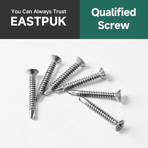 110pcs #8 Sheet Metal Self Tapping Screws Assortment Kit, 410 Stainless Steel Flat Head High-Strength Fast Self-Drilling Screws, Bright Finish in Kuwait