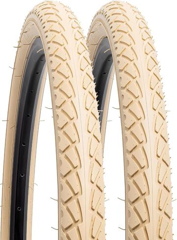 yunscm 2-pcs 26 "إطارات الدراجة 26x 1.95/53-559 و 26" أنابيب الدراجة الثقيلة صمام Schrader متوافق مع دراجة الطريق 26x1.90 26x1.95 26x2.0 إطارات الدراجات والأنابيب البيج (Y-1059) in Kuwait