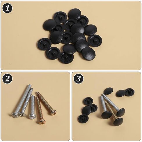 150 Pcs Screw Cap Covers, 12mm Screws Caps Black Waterproof Self Tapping Cap Decorative Plastic Screws Caps for Diameter 7-8mm Self Tapping in Kuwait