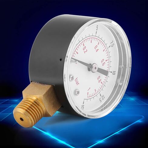 FILFEEL Mini Pressure, Double Scale Dial Instrument with 0 15psi 0 1bar Measurement Range, for Air Water Oil Non Corrosive to Brass in Kuwait