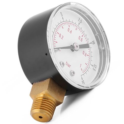 FILFEEL Mini Pressure, Double Scale Dial Instrument with 0 15psi 0 1bar Measurement Range, for Air Water Oil Non Corrosive to Brass in Kuwait