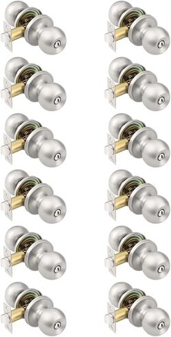 KNOBWELL Keyed Alike Door Locks in Brushed Nickel Finish, Keyed Entry Door Knob for Exterior Interior Door, Combo Pack Round Ball Shape Door Knobs, Exterior Door Handle, 4 Pack in Kuwait