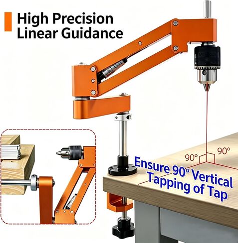 Rotatable Tapping Arm, Cantilever Tapping Guide, Aluminum Alloy, Chuck Range 1.5-10mm, 2 Installation Methods (clamp/Screw Mount), 130mm Stroke, Ideal for Wood/Aluminum Profile M6 in Kuwait