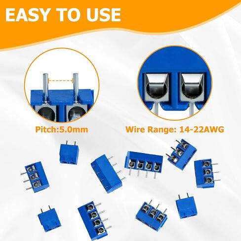 80 قطعة 5 مم 0.2 بوصة موصل كتلة طرفية لبرغي PCB جبل، 2Pin 3Pin و4Pin PCB محطات كتل 300V 10A لكابل 22-14AWG، أطراف برغي تثبيت موصل نحاسي معلب in Kuwait