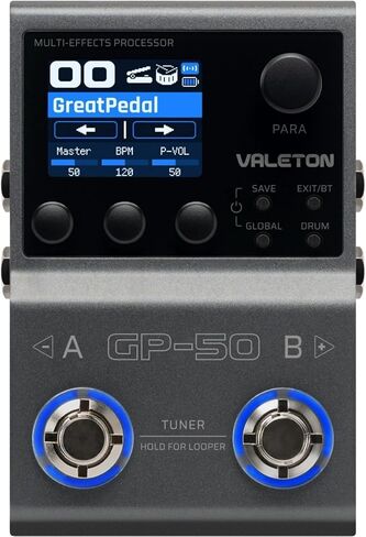 Valeton GP-50 SnapTone Multi-Effects Processor Pedal, IR Loader & Neural Amp Modeler, USB Interface, Drum Machine, Looper, Bluetooth, 100+ FX, Patches with Tonebird 9V Power Supply Patch Bundle in Kuwait