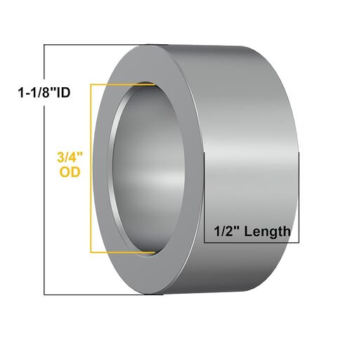 Metal Alloy Spacer 1-1/8" OD x 3/4" ID x 1/2" Length, Round Spacer Unthreaded Standoff Bushing Plain Finish, Metal Spacers Online (1/2" Length, 4 Pack) in Kuwait
