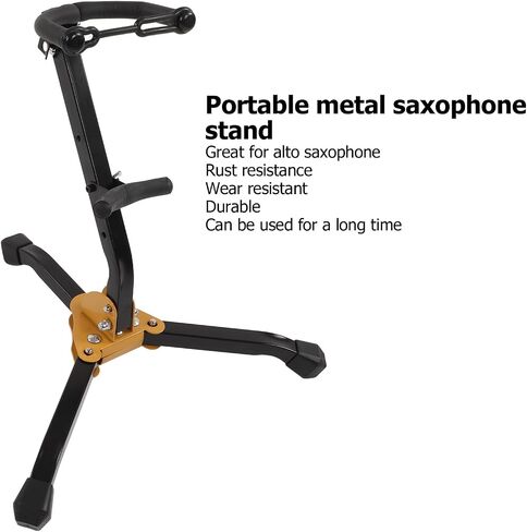 Alto Saxophone Stand Set Portable Metal Holder with Adjustable Neck Strap and Cleaning Kit for Music Lovers in Kuwait