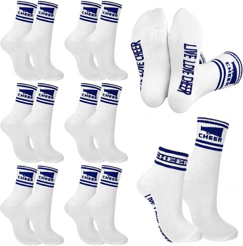 Unittype 6 Pairs Cheer Team Sock Gifts Bulk Flip Cheer Socks with Megaphone Stripes Cheerleader Gifts for Sports Accessories in Kuwait