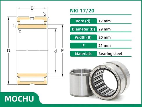 1 قطعة NKI17/20 NKI 17/20 17X29X20 NKI1720 محمل ذو بكرات إبرية محامل مع حلقات تشكيله مع حلقة داخلية in Kuwait