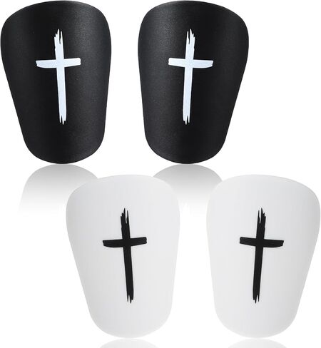 2 Pairs Mini ShinGuards, Black White Cross Soccer Shin Guards | Lightweight Protective Gear for Youth Kids, for Soccer Training, Matches, and Outdoor Sports in Kuwait