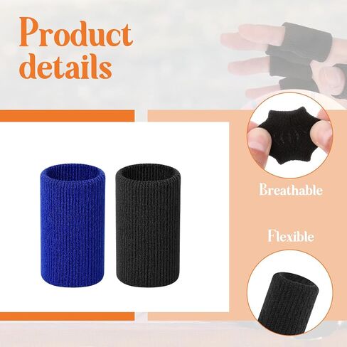 KALIONE Finger Sleeves Protectors, 10Pcs Sport Finger Sleeves, Elastic Fingers Support Sleeve, Compression FingerSleeves, Thumb Brace Support for Basketball, Golf (Black, Blue) in Kuwait