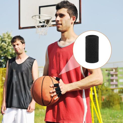 KALIONE Finger Sleeves Protectors, 10Pcs Sport Finger Sleeves, Elastic Fingers Support Sleeve, Compression FingerSleeves, Thumb Brace Support for Basketball, Golf (Black, Blue) in Kuwait