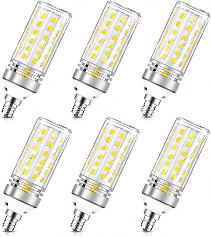 E12 LED لمبات 12 حزمة، ضوء النهار 6000K، 16W Candelabra LED Light Bulbs، CRI80+، ما يعادل 120W، 1500LM، E12 Base LED الثريا لمبات مشرقة، مصباح LED غير قابل للضوء in Kuwait