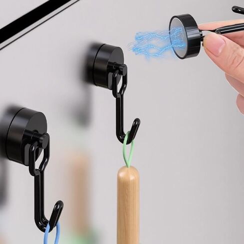 Hook 3 LB Capacity, 3 Pack Black Swivel Refrigerator Hooks for Kitchen, Office, Garage, No Drilling Needed, Industrial Grade Hooks for Organization and Storage in Saudi Arabia