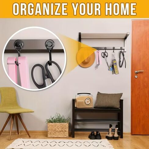 Hook 3 LB Capacity, 3 Pack Black Swivel Refrigerator Hooks for Kitchen, Office, Garage, No Drilling Needed, Industrial Grade Hooks for Organization and Storage in Saudi Arabia
