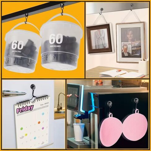 Hook 3 LB Capacity, 3 Pack Black Swivel Refrigerator Hooks for Kitchen, Office, Garage, No Drilling Needed, Industrial Grade Hooks for Organization and Storage in Saudi Arabia