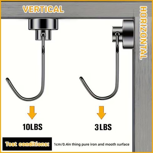 Hook 3 LB Capacity, 3 Pack Black Swivel Refrigerator Hooks for Kitchen, Office, Garage, No Drilling Needed, Industrial Grade Hooks for Organization and Storage in Saudi Arabia