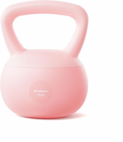 MERACH Soft Kettlebells, Strength Training Kettlebell with Wide Non-Slip Handle, Sea and Iron Sand Filled Kettle Bell with Soft-Sided Cushioned Base for Home Workouts, Ideal for Men, Women(15lb Pink/25lb Blue) in Saudi Arabia