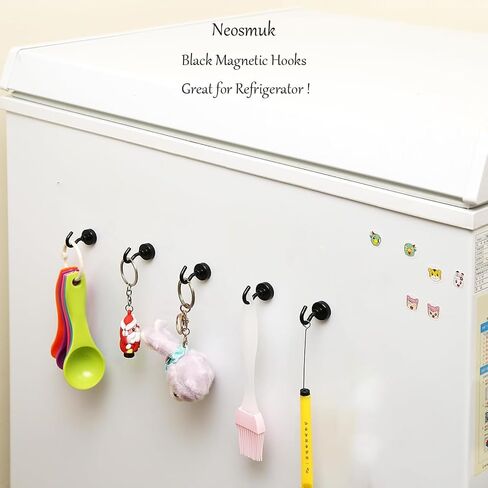 Black Magnetic Hooks, 30LB Strong Neodymium Magnetic Hooks for Cruise, Grill, Towel, Indoor Hanging, Kitchen, Workplace, Office and Garage - 4 Pack in Kuwait