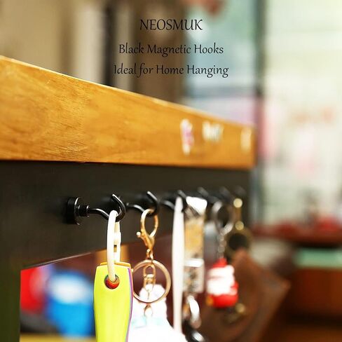 Black Magnetic Hooks, 30LB Strong Neodymium Magnetic Hooks for Cruise, Grill, Towel, Indoor Hanging, Kitchen, Workplace, Office and Garage - 4 Pack in Kuwait