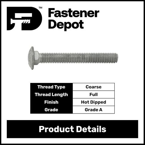 1/2"-13 x 2-1/4" (25 حزمة) مسمار نقل مجلفن بالغمس الساخن درجة 307A للاستخدام الخارجي بواسطة Fastener Depot, LLC in Kuwait