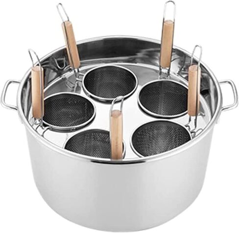 Pasta Cooker 4/5 Holes Pasta Cooker Insert Set, Stainless Steel Pasta Pot with Insert Strainer Basket, Commercial Cooking Tool for Restaurant Kitchen,4 Holes in Kuwait